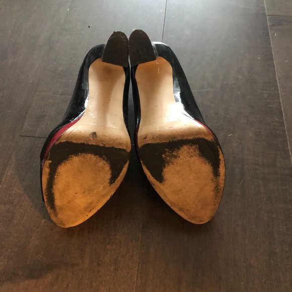 Zara Red Tipped Peep Toe Patent Leather Heels - Picture 4 of 5